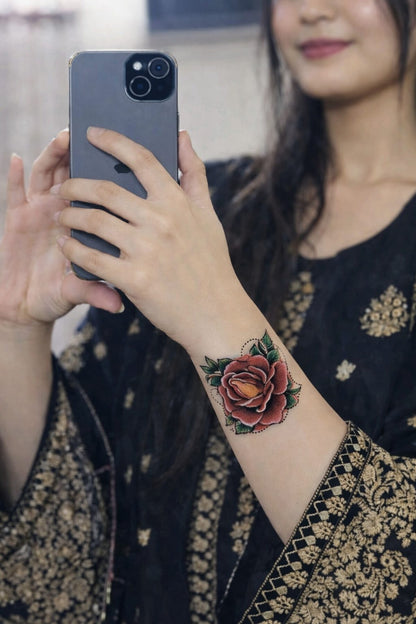 COLOURED ROSE PETAL ( Temporary tattoo )