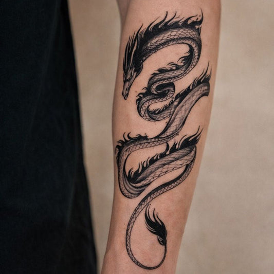 Twirling Dragon - Temporary Tattoo