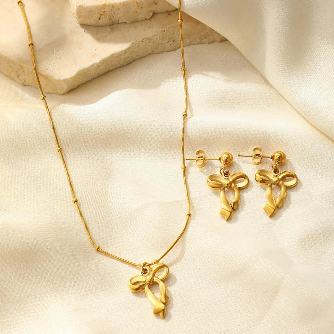 Golden Bow Elegance Jewelry Set