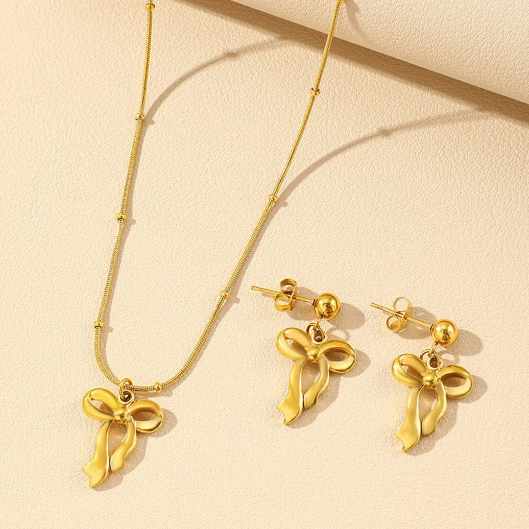 Golden Bow Elegance Jewelry Set