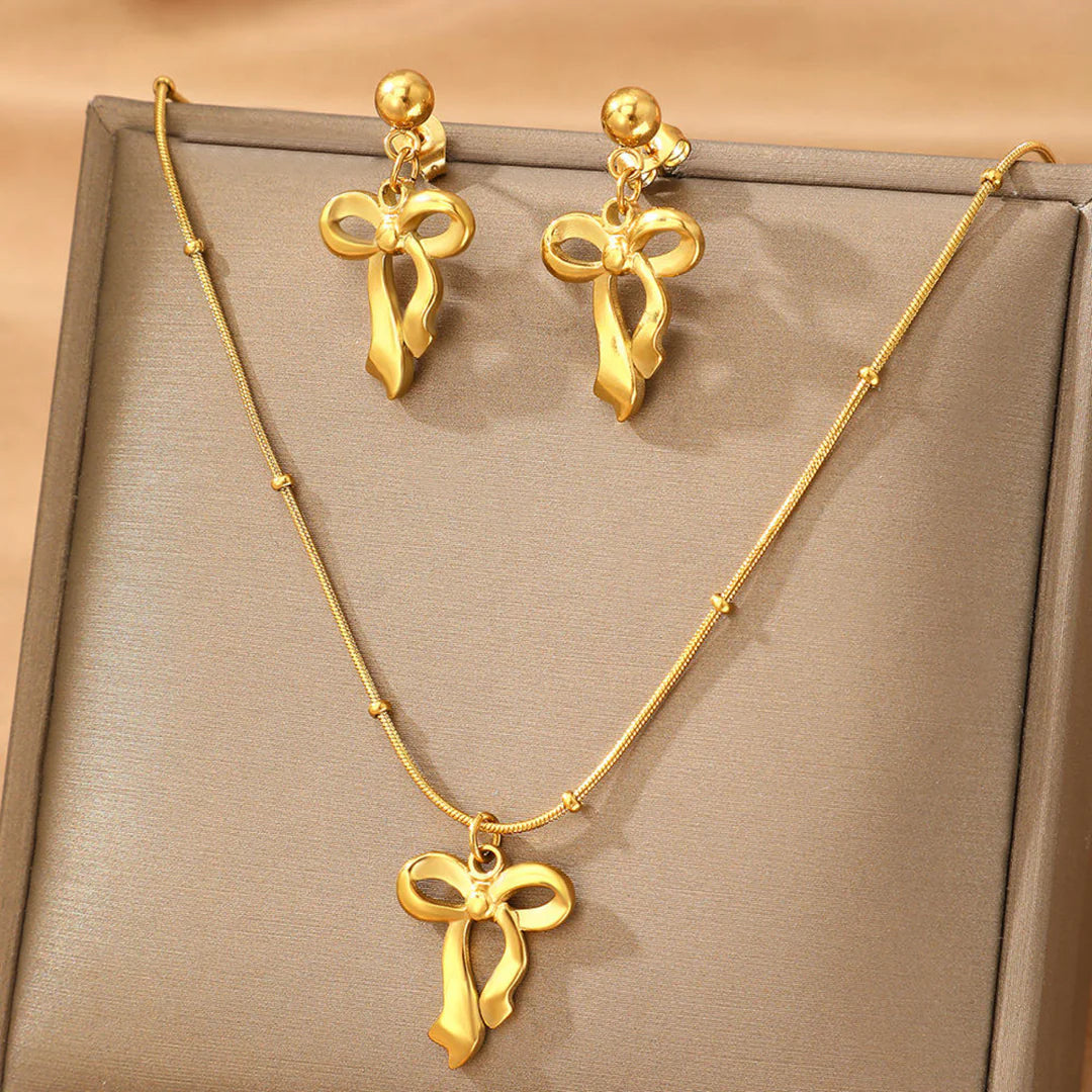 Golden Bow Elegance Jewelry Set