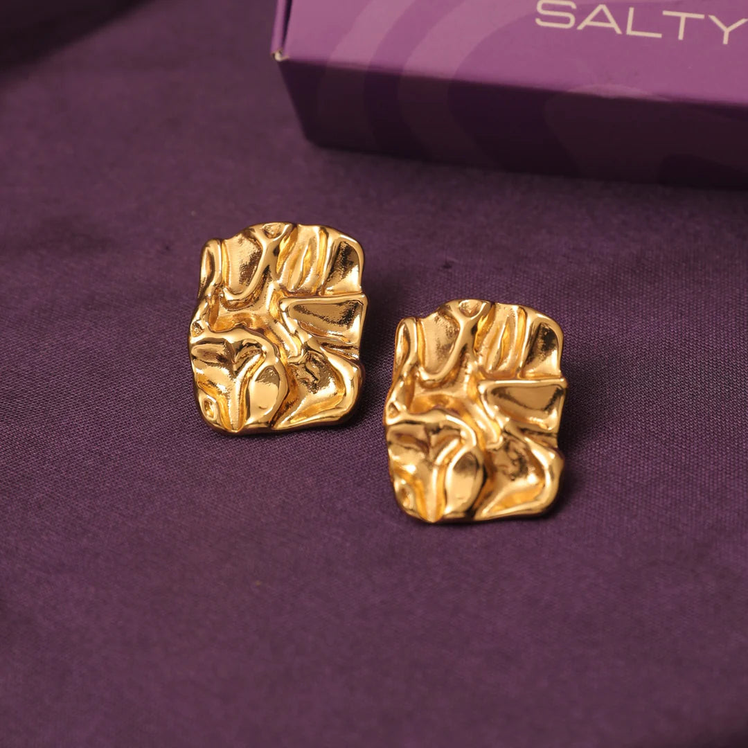 Embossed Elegance Gold Earrings
