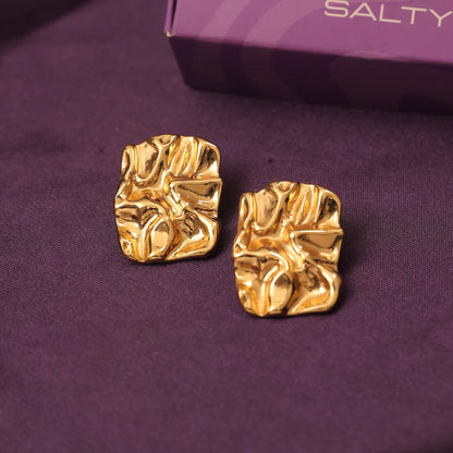 Embossed Elegance Gold Earrings
