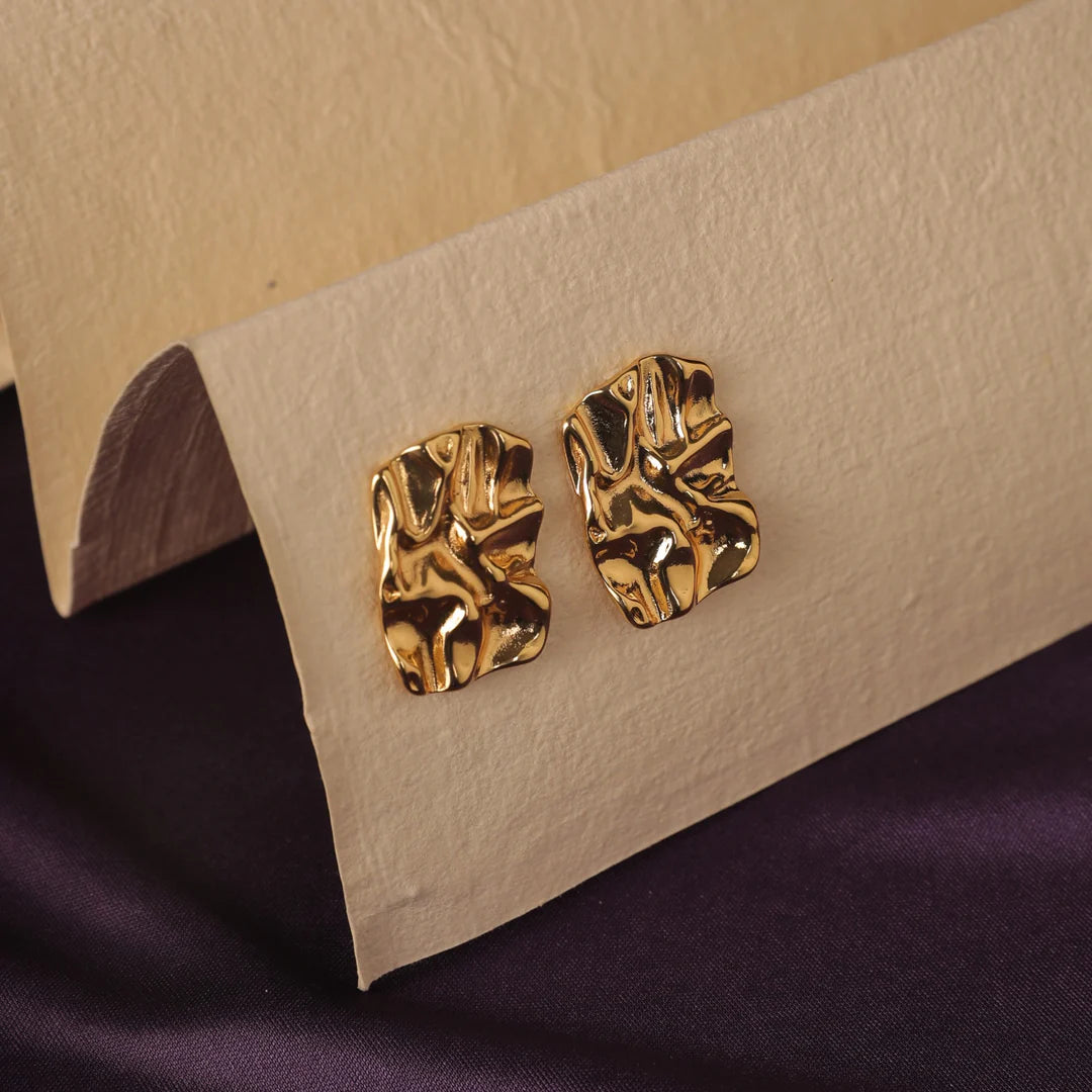 Embossed Elegance Gold Earrings