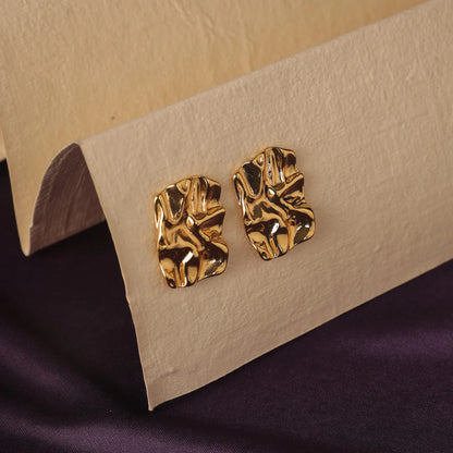 Embossed Elegance Gold Earrings