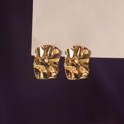 Embossed Elegance Gold Earrings