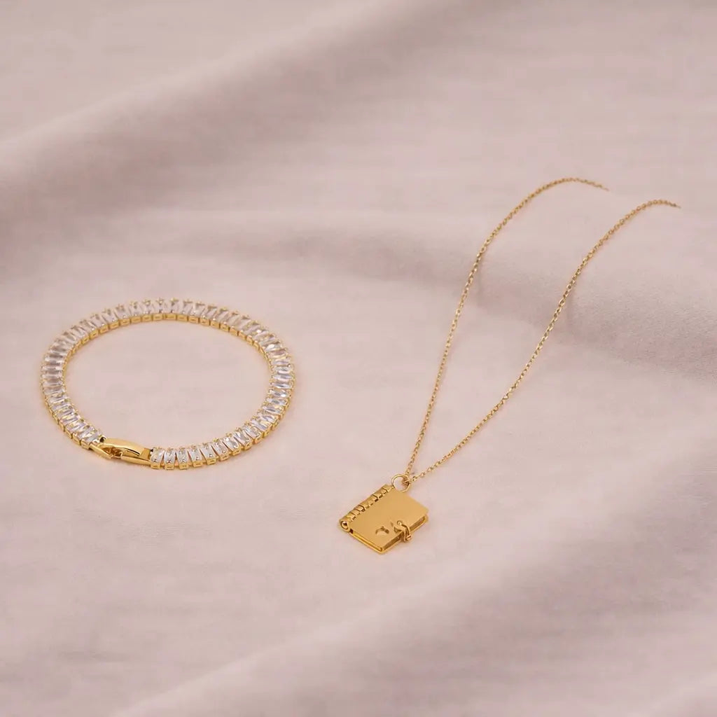 Love Chapter Necklace and Tennis Bracelet Combo