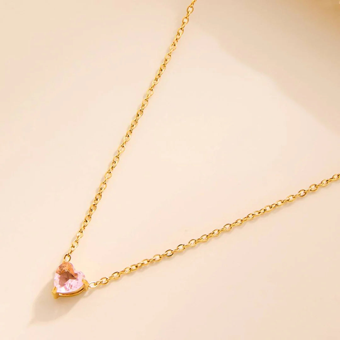 Pink Heart Dainty Necklace