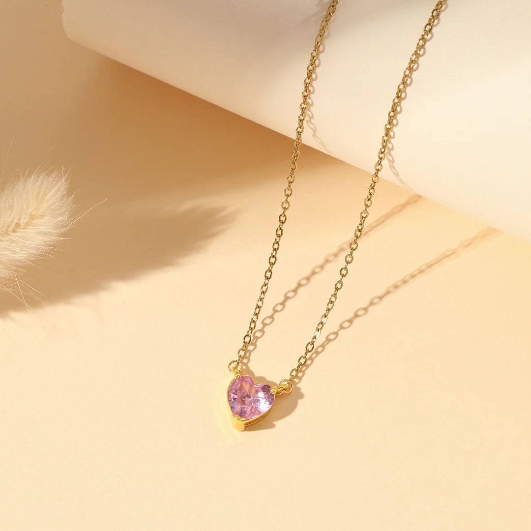 Pink Heart Dainty Necklace
