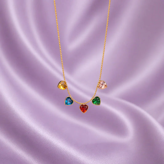 Multicolor Heart Drop Necklace