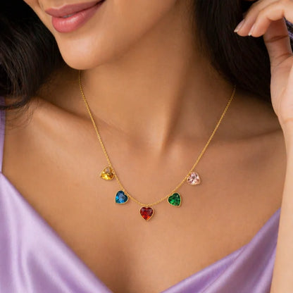 Multicolor Heart Drop Necklace
