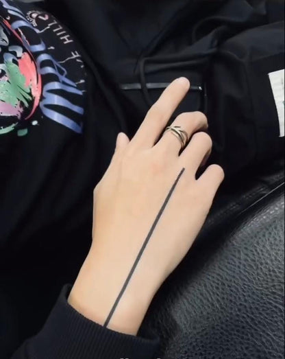 Black Line Long Temporary Tattoo 30 days